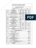 Specification and Design Sheet Summary of Calculation