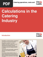 Calculations in The Catering Industry: 8065-02 Unit 219: Catering Operations, Costs and Menu Planning