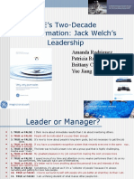 GE's Two-Decade Transformation: Jack Welch's Leadership: Amanda Rodriguez Patricia Robledo Brittany Culberson Yue Jiang