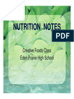 Nutrition Notes: Creative Foods Class Eden Prairie High School