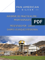 Informe de Practicas Pre - Profesional CIA Minera Huaron 2018 - Carlos G. Velasquez Mendizabal