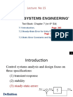 Lecture 15 Steady-State Error For Unity Feedback System