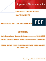 Reporte Tipos de Lubricante Automotriz