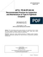 APTA PR-M-RP-002-98 Recommended Practice For Inspection and Maintenance of Type H-Tightlock Couplers