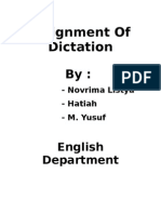 Assignment of Dictation: English Department