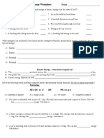 Kinetic and Potential Energy Worksheet Name - PDF