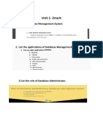 Unit 1-2mark: 1. Define Database Management System