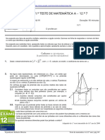 1.º Teste de Matemática A 12.º 7: 1.º Período 16/10/19 Duração: 90 Minutos Nome: N.º: Classificação: O Professor