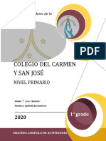 1° Grado - 2da CARTILLA DE ACTIVIDADES - Colegio Del Carmen 2020