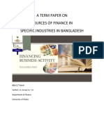 A Term Paper On Sources of Finance in Specific Industries in Bangladesh