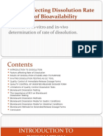 Factors Affecting Dissolution Rate in Respect of Bioavailability