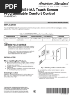 ACONT800AS11AA Touch Screen Programmable Comfort Control: Application