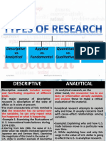 Descriptive vs. Analytical Applied vs. Fundamental Quantitative vs. Qualitative Conceptual vs. Empirical