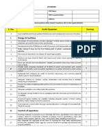 S. No. Audit Question Scoring: Catering