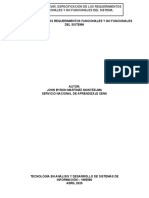 Especificacion de Los Requerimientos Funcionales y No Funcionales Del Sistema