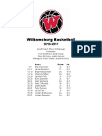 Williamsburg Basketball Varsity Roster 10-11