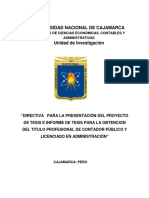 Directiva para Proyecto y Tesis Facultad Ceca PDF