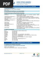 FDS ÁCIDO CÍTRICO ANHIDRO Revisión 5 PDF