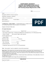 Pondicherry University Central Instrumentation Facility Sample Analysis Requisition Form FOR Vibrating Sample Magnetometer (VSM)