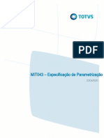 MIT043 - Especificação de Parametrização