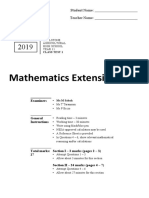 Year 11 Maths Ext 1 2019 Task 1