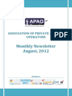 Monthly Newsletter August, 2012: Association of Private Airport Operators