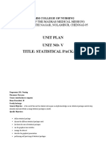 Unit Plan Unit No: V Title: Statistical Packages