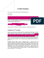 Carbon Isotopes: Variations of δ C in nature