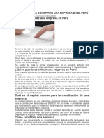 Los Pasos para Constituir Una Empresa en El Perú