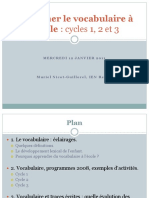 VOCABULAIRE Enseigner Le Vocabulaire À L'école, MNG PP 2011