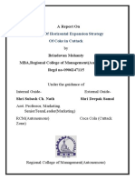 A Report On: Analysis of Horizontal Expansion Strategy of Coke in Cuttack