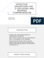 Effective Interventions For Word Decoding and Reading Comprehension