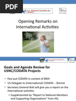 Opening Remarks On International Activities: U.S. National Committee For Codata