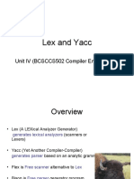 Lex and Yacc: Unit IV (BCSCCS502 Compiler Engineering)