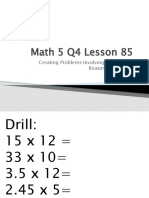 Math 5 Q4 Lesson 85: Creating Problems Involving A Circle, With Reasonable Answers