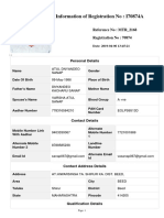 MCIM Renewal Information of Registration No: I70874A