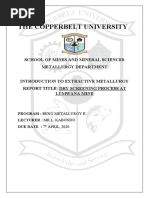 The Copperbelt University: School of Mines and Mineral Sciences Metallurgy Department