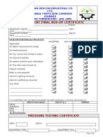 Equipment Final Box-Up Certificate: Olayan Descon Industrial Co. Ltd. Al-Jubail Fertilizer Company (Samad)