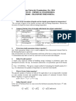 Anna University Examinations, Dec. 2014 B.Tech - Chemical Engineering Ch2402 - Transport Phenomena