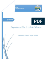 Experiment No. 3: Mud Dilution: University of Zakho College of Engineering Petroleum Engineering Department