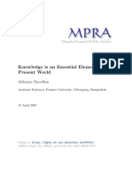 Knowledge Is An Essential Element at Present World: Munich Personal Repec Archive