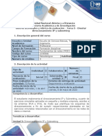 Guía de Actividades y Rúbrica de Evaluación - Tarea 5 - Diseñar Direccionamiento IP y Subnetting