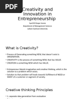 Creativity and Innovation in Entrepreneurship