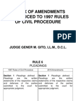 Matrix of Amendments To 1997 Rules of Civil Procedure PDF