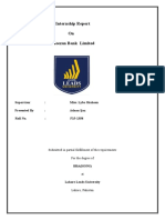 Internship Report On Meezan Bank Limited: Submitted in Partial Fulfillment of The Requirements For The Degree of