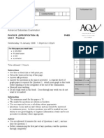 Physics (Specification B) Phb3 Unit 3 Practical: A Calculator A4 Graph Paper A Ruler A Protractor