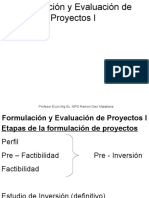 Formulación y Evaluación de Proyectos I Etapas Del Proyecto