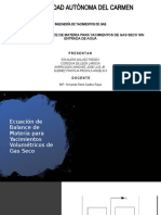 Ecuacion de Balance de Materia PARA YACIMIENTOS DE GAS SECO SIN ENTRADA DE AGUA