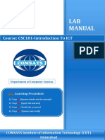 LAB Manual: Course: CSC101-Introduction To ICT