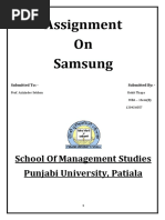 Assignment On Samsung: School of Management Studies Punjabi University, Patiala